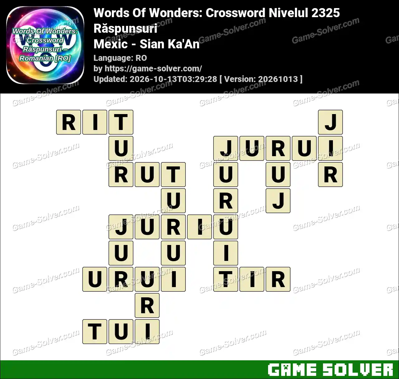 Words Of Wonders: Crossword Nivelul 2325 Răspunsuri – Mexic – Sian Ka’An